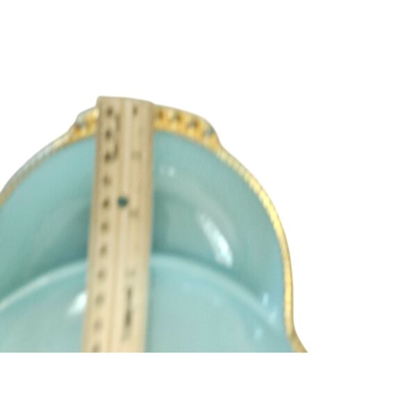 Fire King Delphite Serving Tray 11" long 3-section plate gold trim vtg midcentur - Picture 7 of 11